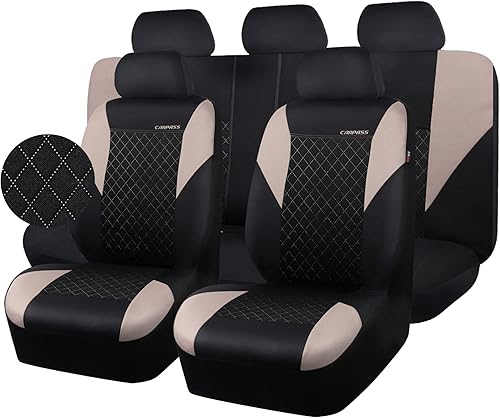 CAR PASS Fundas universales de tela de estampado ultrasónico, funda de asiento de automóvil transpirable con esponja compuesta de 0.197 in en el