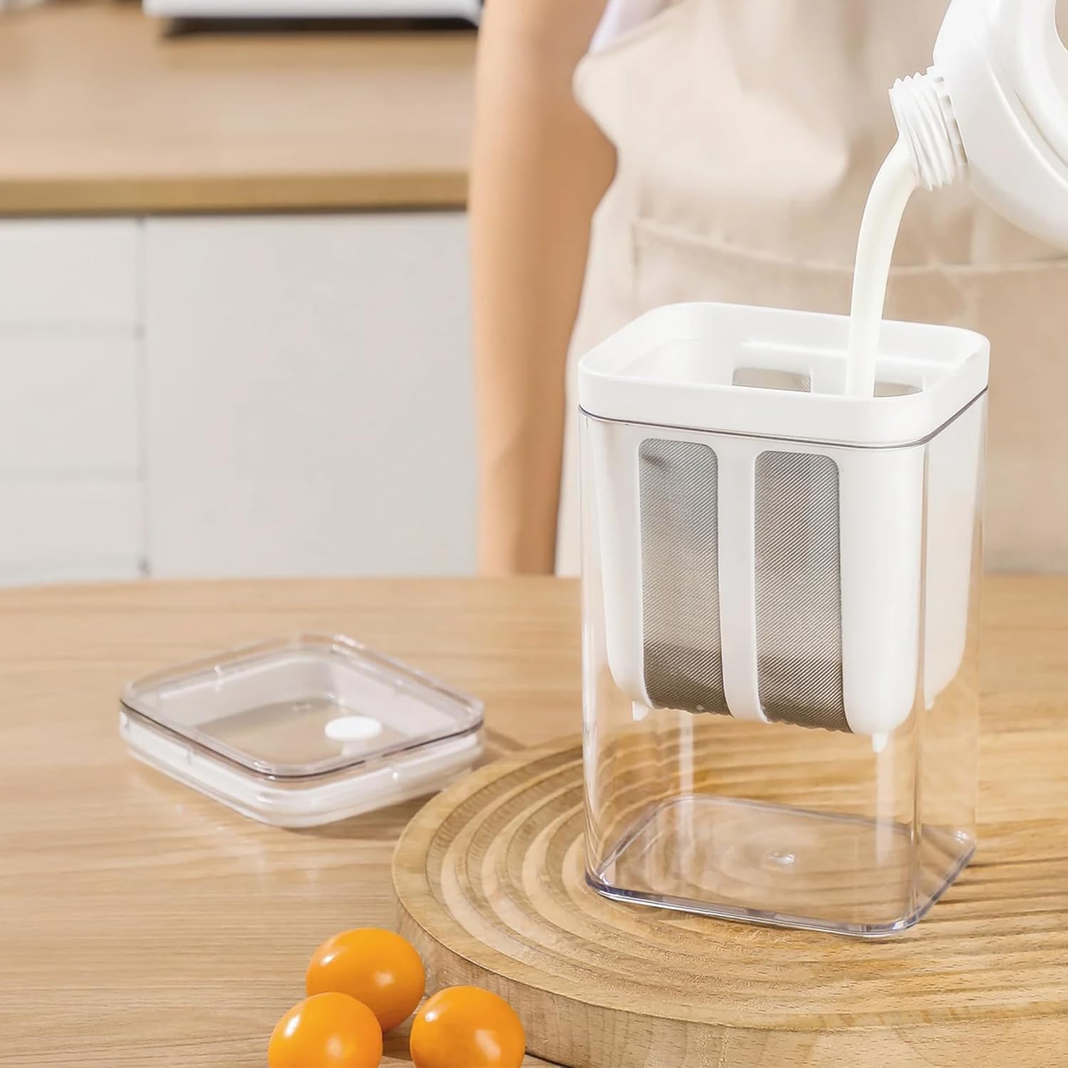 71YYPrcfDdL SL1500 HomeEssentials Greek Yogurt & Curd Maker - 1100ml Fine Mesh Strainer with Lid | Multifunctional yoghurt Filter | Curd Maker for Home | Whey Separator | Perfect for Homemade Yogurt, Curd, Cheese & More - MSDeals