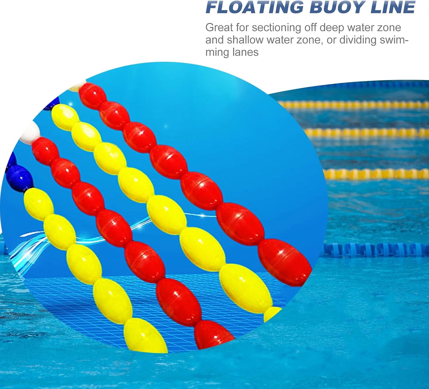 Pool Safety Divider Rope, Adjustable Lane Line for Swimming Pools, Durable Floating Safety Line for Shallow Competition Lanes