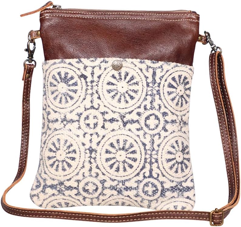 Myra Bag Floral Purses for Women - Genuine Leather and Canvas Floral Purse with Flower Print, Flower Handbags for Women