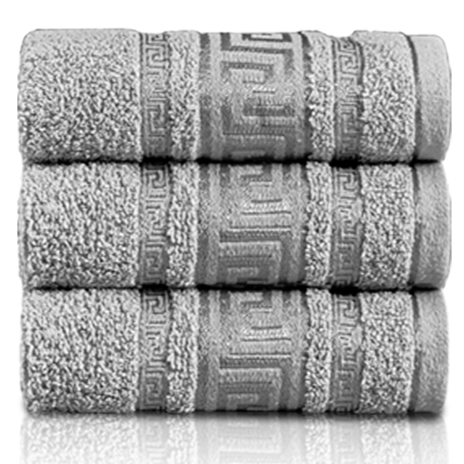 GC GAVENO CAVAILIA 3 Pack Greek Hand Towels - 100% Egyptian Cotton Quick Dry Towel (50x90 cm) - Highly Absorbent Bathroom Hand Towel Set - 550 GSM Towels for Hotel Gym Travel & Skin Friendly, Grey