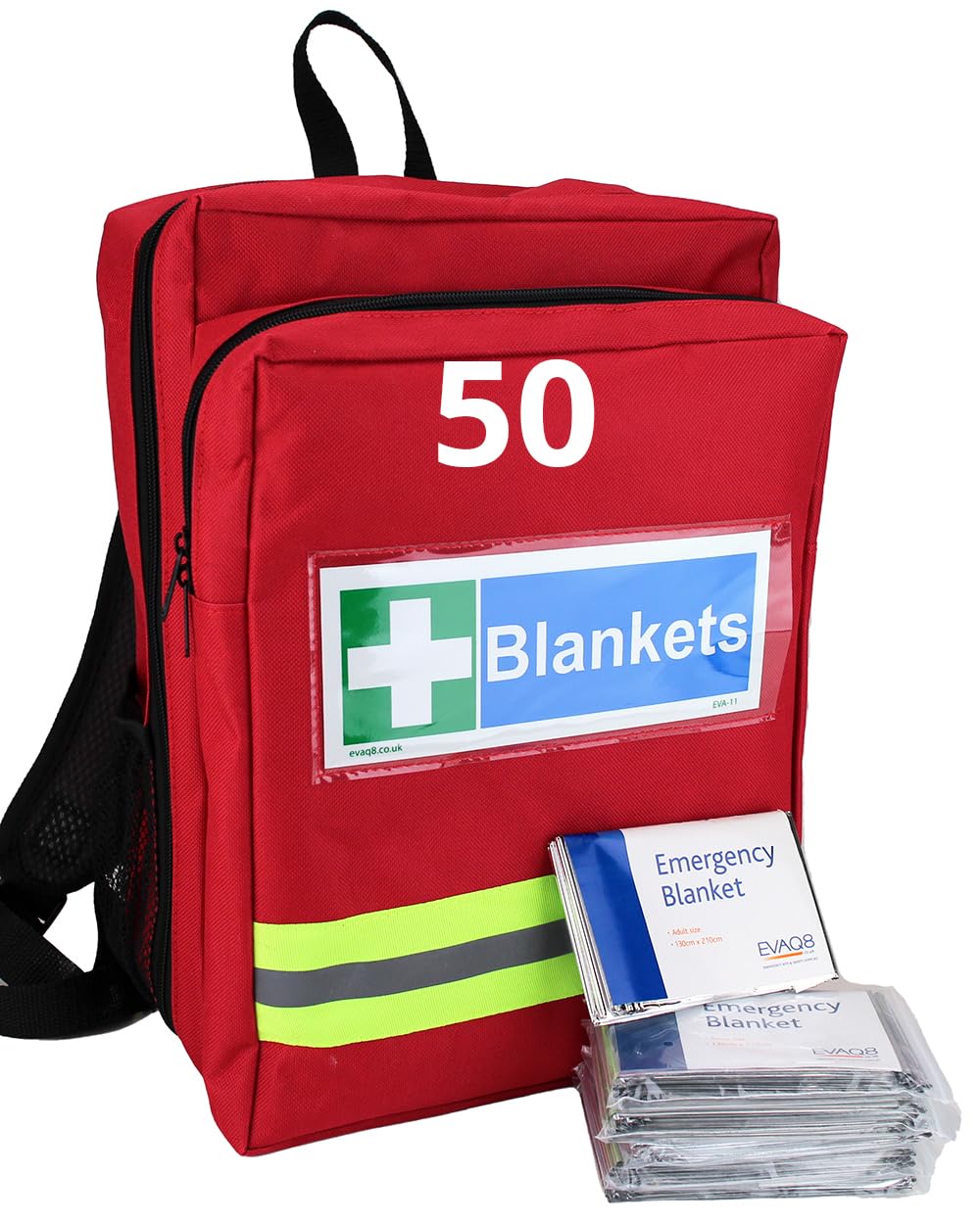 Evaq8 Silver Grab Bag With 50 Emergency Foil Blankets For First Aid Emergencies And Evacuations
