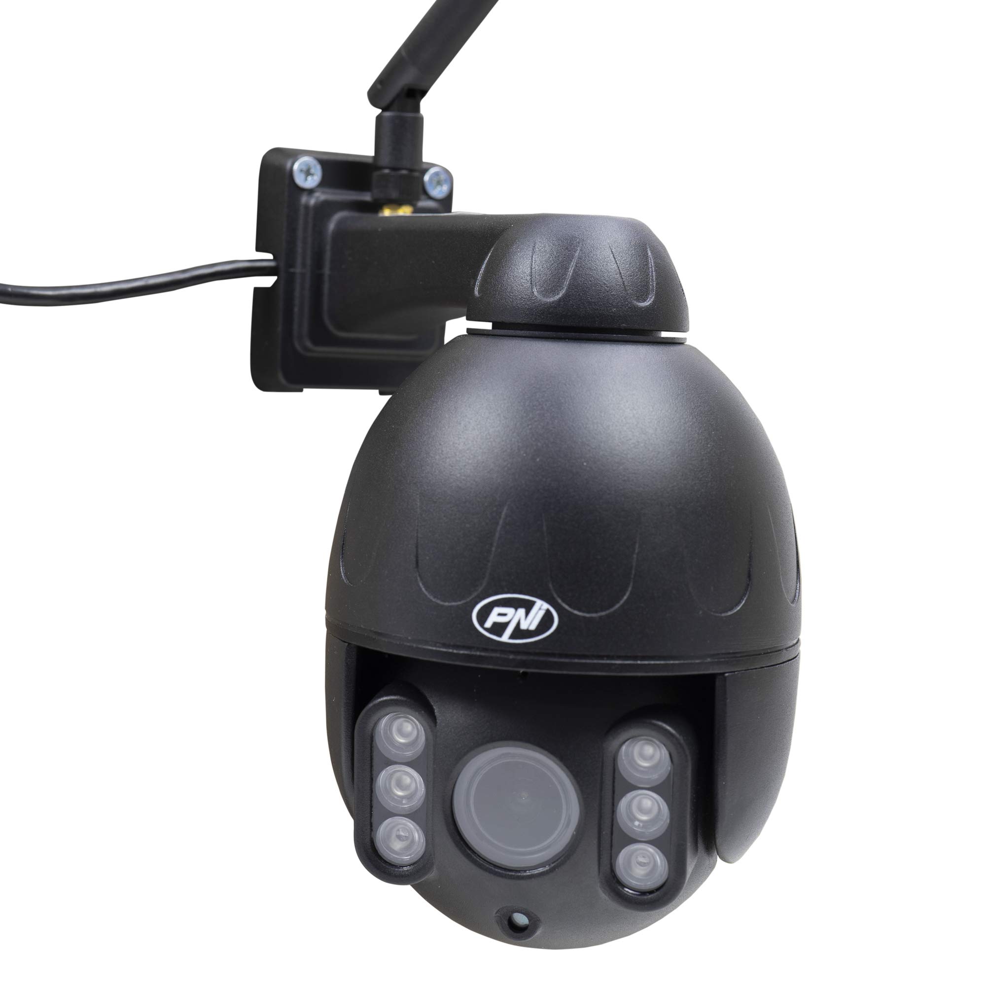 Videocamera di videosorveglianza PNI IP655B 5MP WiFi PTZ 5X Zoom ottico H265 slotmicroSD Visione notturna 50m IP66 Allarme rilevamento movimento Comunicazione audio bidirezionale