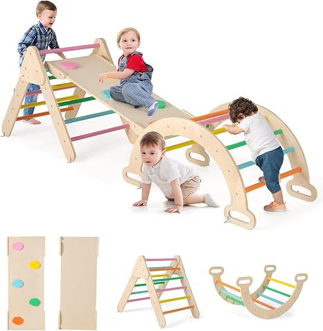 GOPLUS triangle 7-en-1 avec toboggan — busy board Montessori