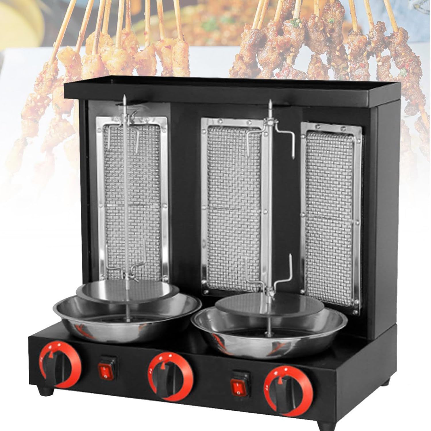 Barbecue à kebab vertical avec rôtissoire rotative, cuisinière à gaz de comptoir pour gyroscope et doner, machine à rôtir professionnelle