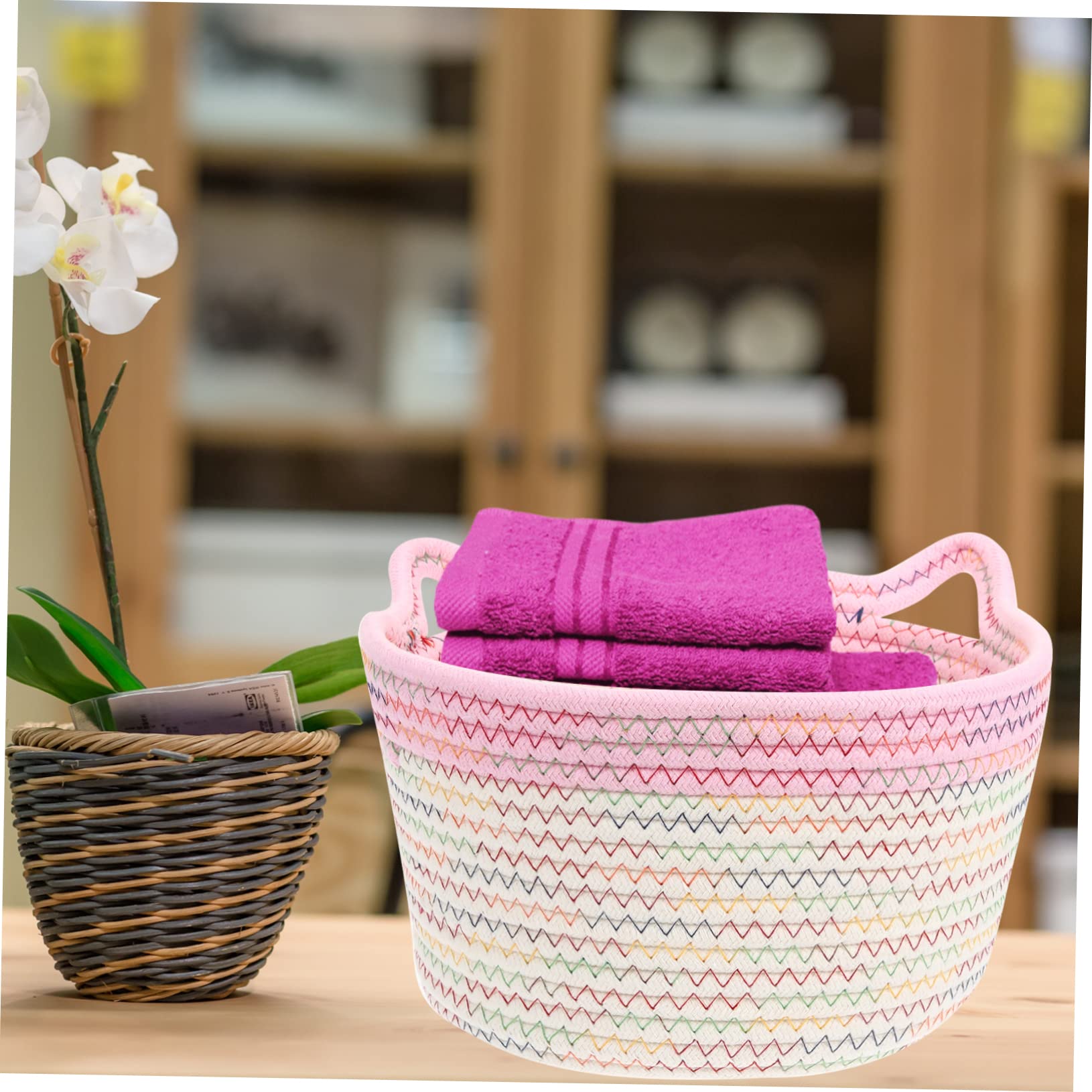 Cesta De Almacenamiento De Tejida Para Escritorio Organizador Portátil Para Juguetes Cosméticos y Snacks Recipiente De Diseño