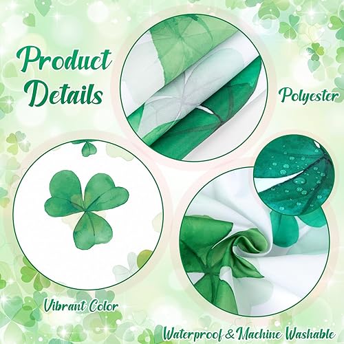 Miniatura 3 de Tieshankao Juego de cortina de ducha de trébol del día de San Patricio con 12 ganchos de 72 x 72 pulgadas