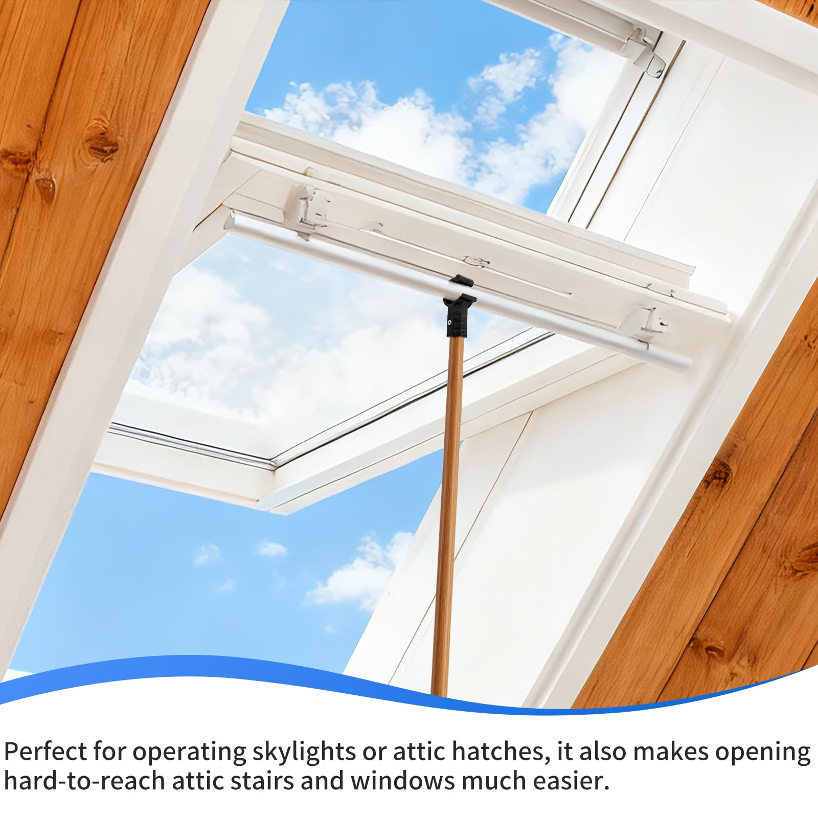 Dachfenster Haken für Velux Dachfenster Rollo - Stockhaken Kompatibel mit Velux Fenstergriff Verlängerung, Stockhaken Geeignet für Ø2.2cm Fensteröffner Verlängerung, Fensteröffner Stange Ersatzteile