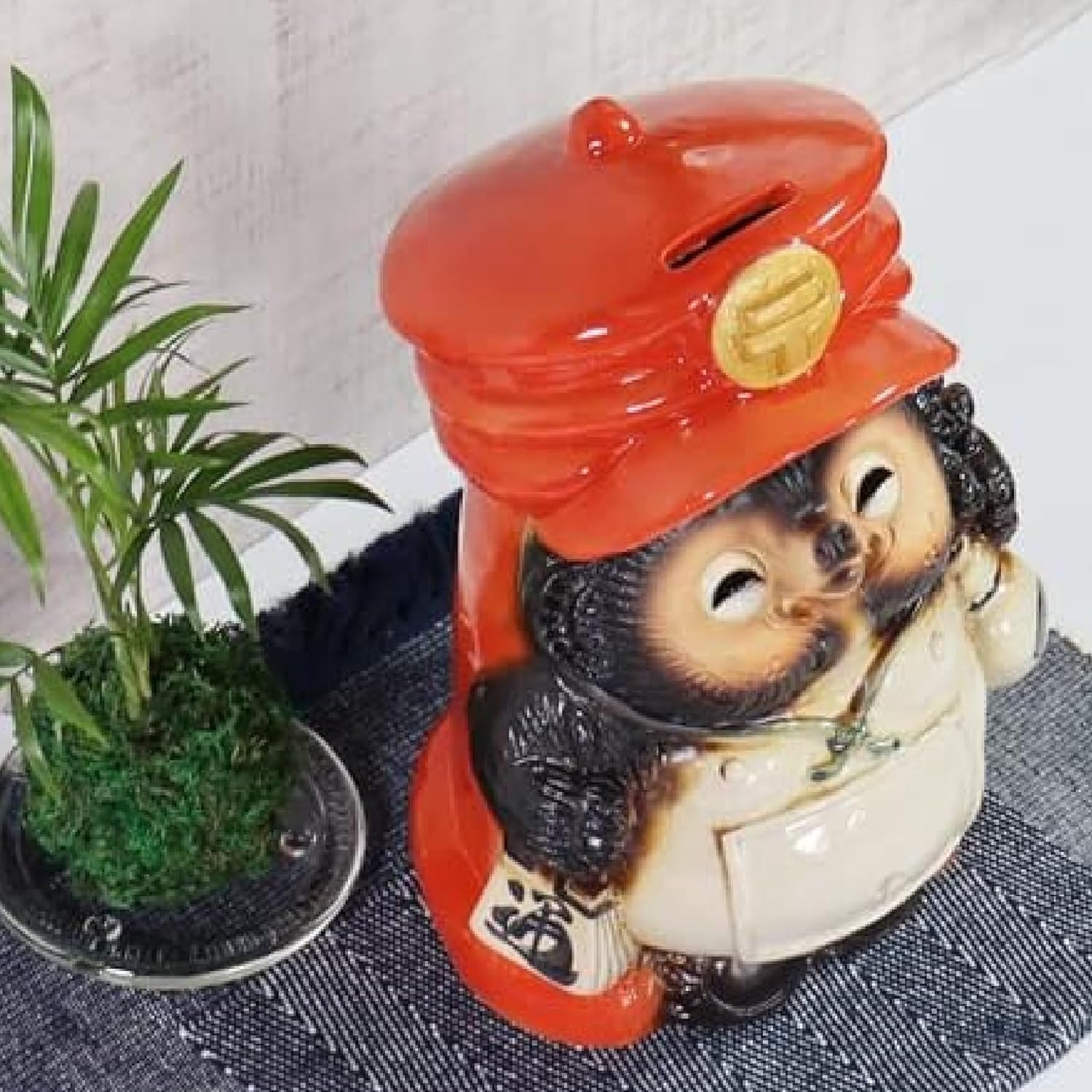 信楽焼 貯金箱 郵便ポスト狸 貯金箱 8号 おしゃれ 貯金 箱