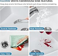 Vista 25 de 36 Farm Sink White - Fulorni 36"x20" Farmhouse Kitchen Sink Flat Apron Front White Ceramic Porcelain Fireclay Deep Single Bowl Farmer Kitchen Sink