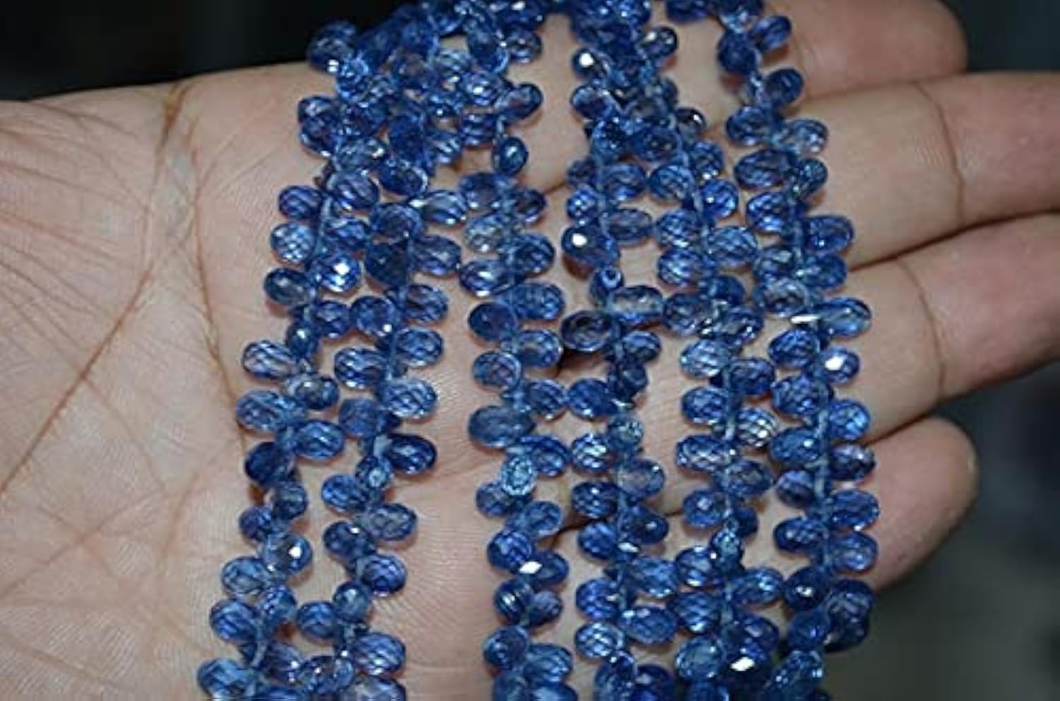 Kyanite Drops faceted en fil de 12 pouces pour création de bijoux uniques