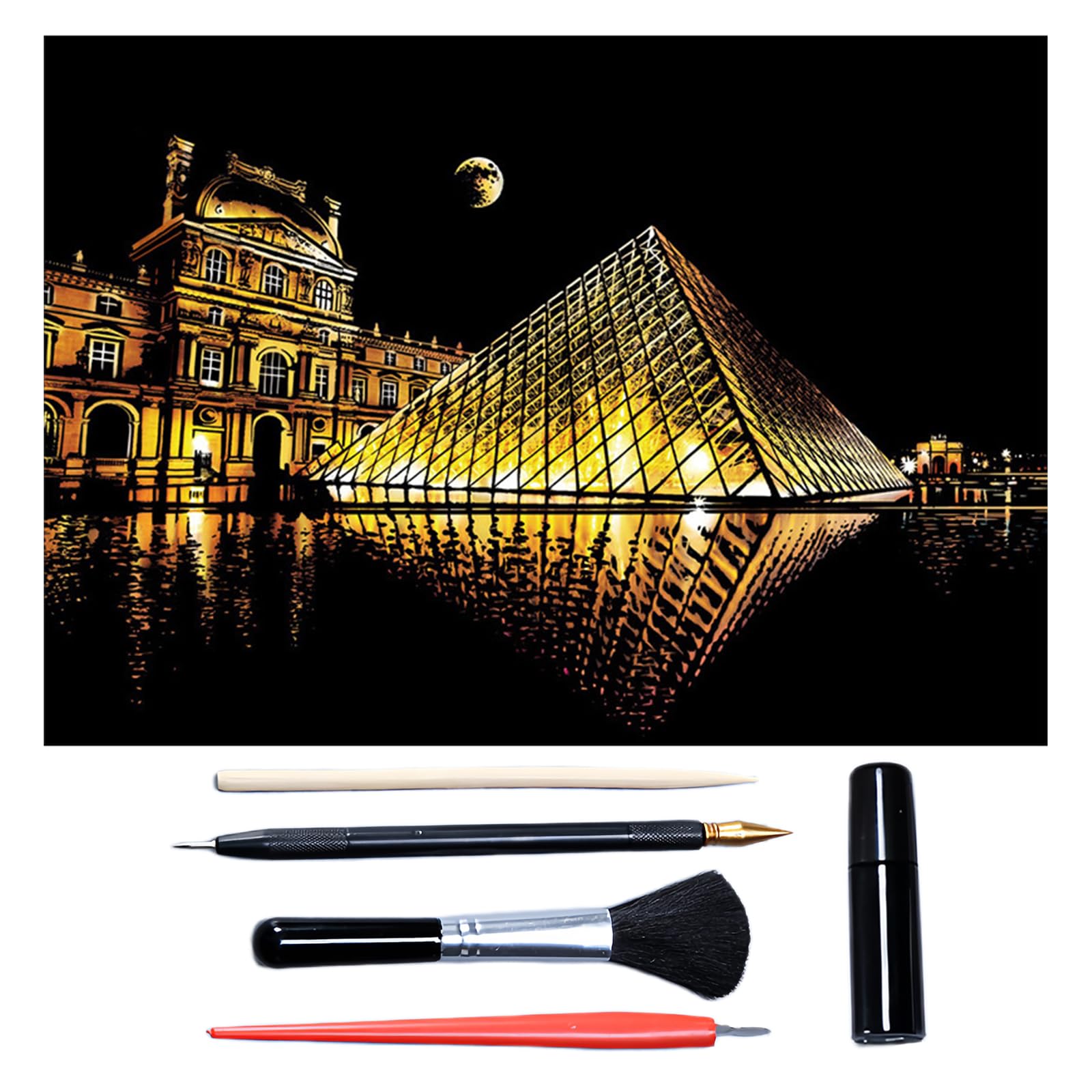 Douerhv Scratch Art Kit for Adults & Teens, Paint by Scratch, 16 x 11.2 Inches, Louvre