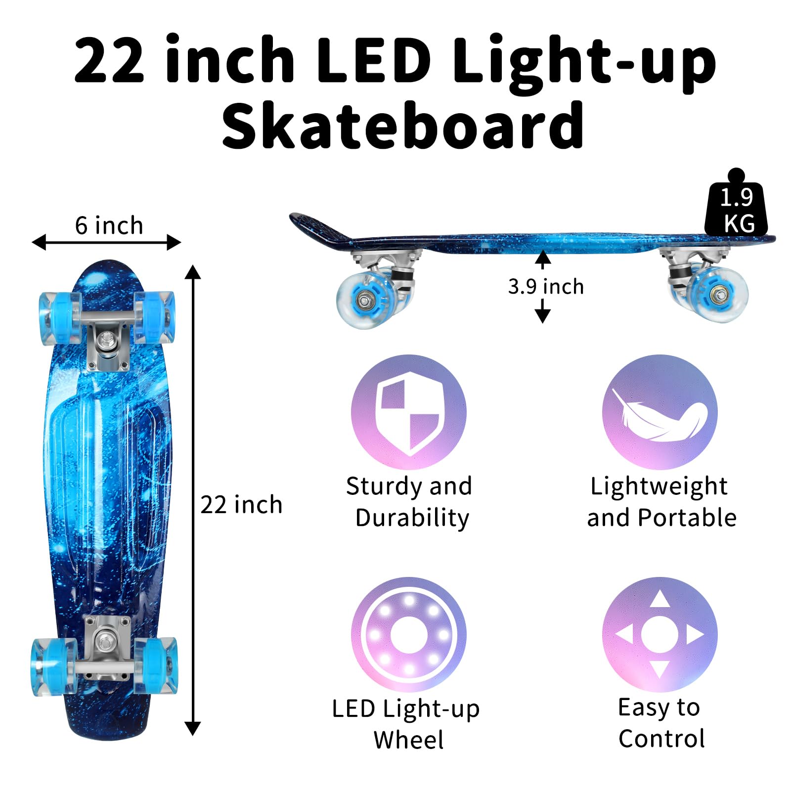 BELEEV Skateboard voor kinderen, 56 cm, cruiser BELEEV Skateboard voor kinderen, 56 cm, cruiser