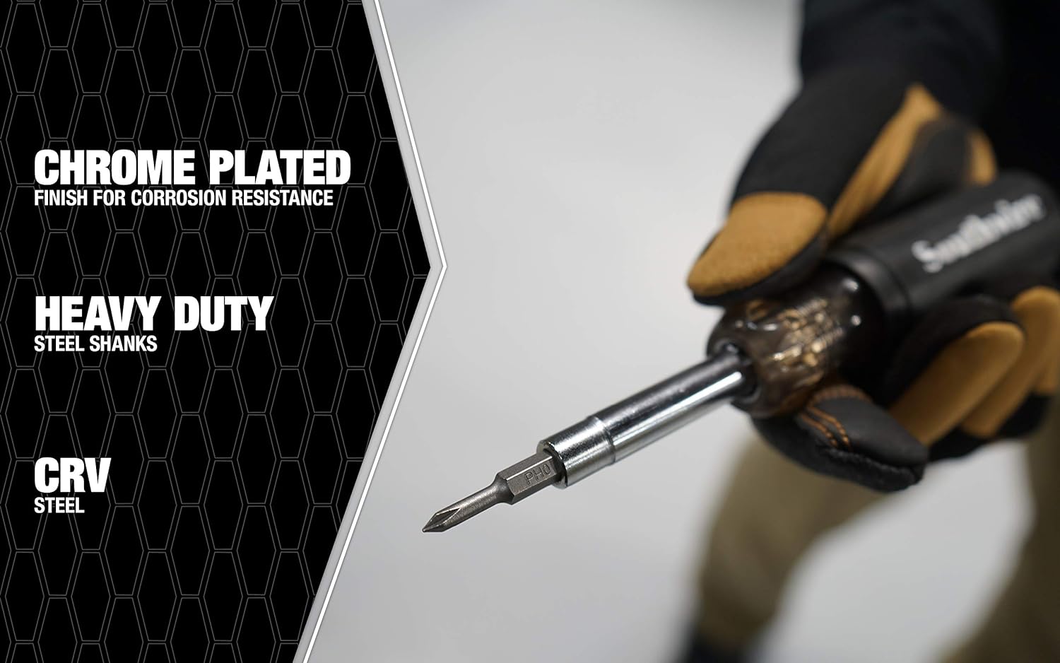 Southwire MultiBit 6-in-1 Driver - All-in-One Driver Solution for Versatility & Torque - Chrome-Plated Steel - Comfort Grip Handle - Precision Tips