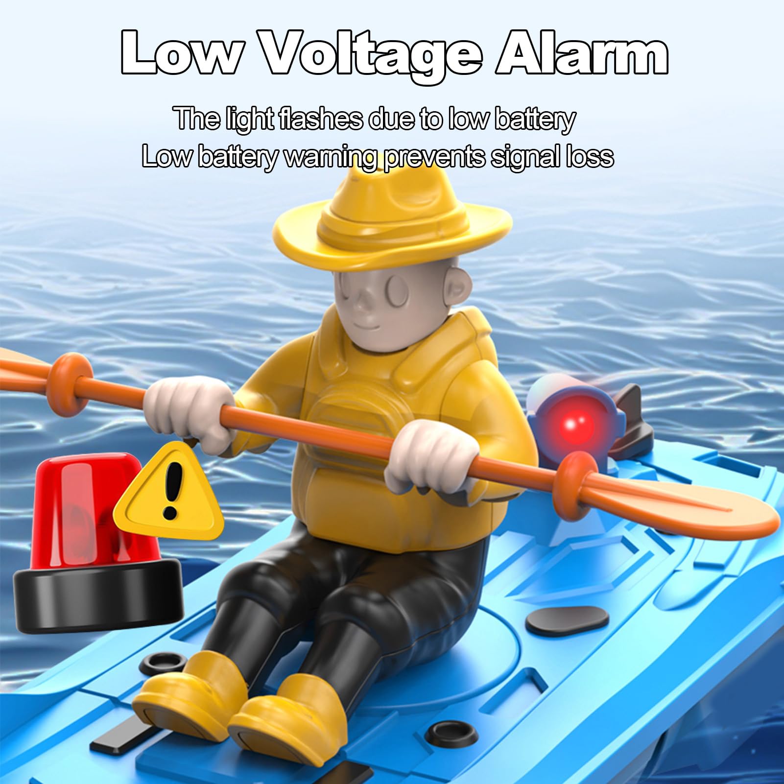 Barca radiocomandata da kayak radiocomandata, 2,4 GHz, con interruttore di sicurezza attivato ad acqua, modalità a doppia velocità per piscina, lago, laghetto, facile da usare (blu)