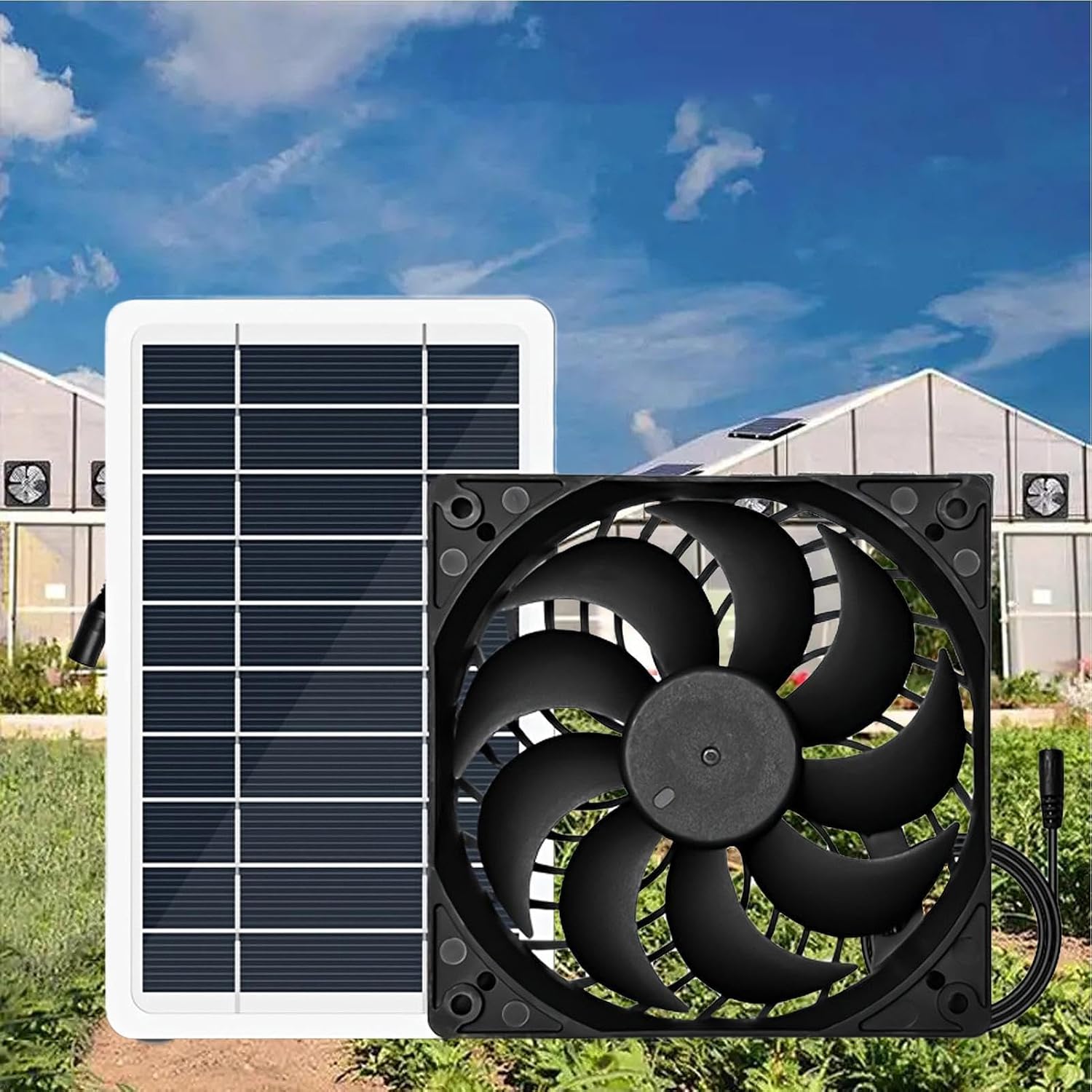 Weatherproof Solar Greenhouse Fan - Solar Powered Ventilation, Outdoor Air