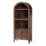 Baxton Studio Hayes Wood Cabinet with Arch Top - Mid-Century Modern Display Piece with Soft-Close Doors for Living Room or Hallway