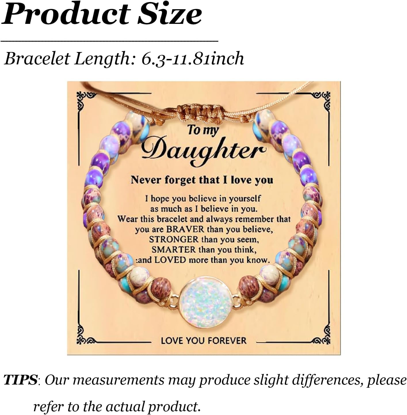 Daughter Gifts from Mom Charm Braided Bracelets for Women To My Daughter Forever Connected Bracelet Jewelry Inspirational for Women - Image 6
