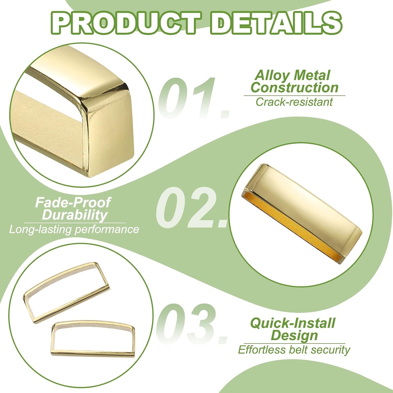PATIKIL Belt Loop Keepers, Alloy Belt Strap Ring Men's Buckle for DIY Craft Fixing image 3