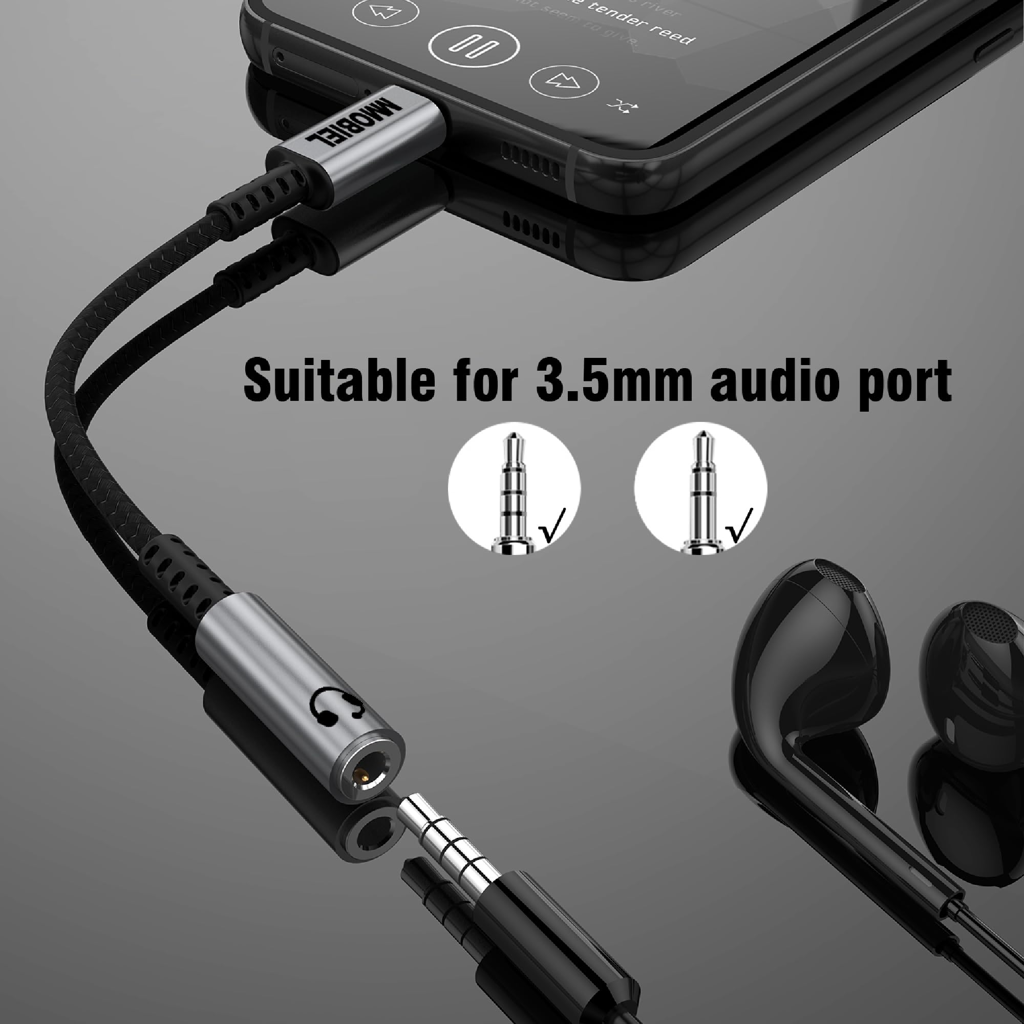 MMOBIEL Adattatore USB-C a Jack per Cuffie 3, 5mm TRRS – 32Bit/384Khz - Cavo Adattatore da USB-C ad Aux Compatibile con Samsung S26 S25 S24 S23, iPad, iPhone 17 16 15 e Altro – Alluminio