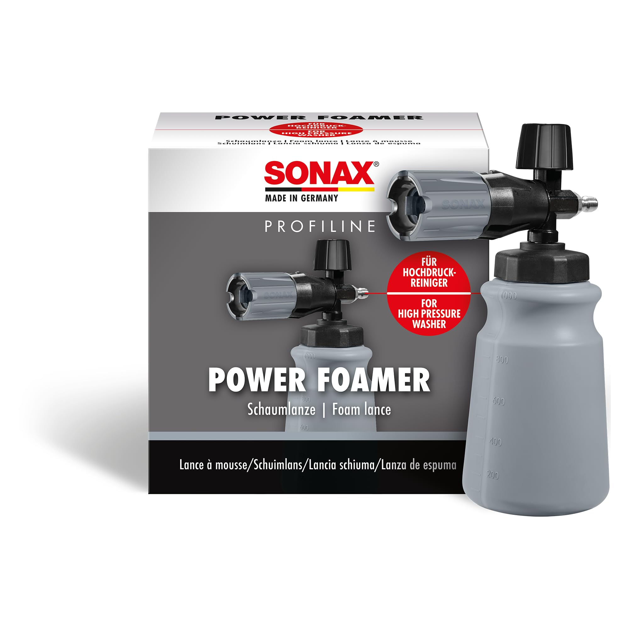 SONAX PROFILINE Lancia schiuma (1 pezzo) per idropulitrice, produce strati di schiuma spessa e omogenea, ideale per il prelavaggio | Art. N. 04962050