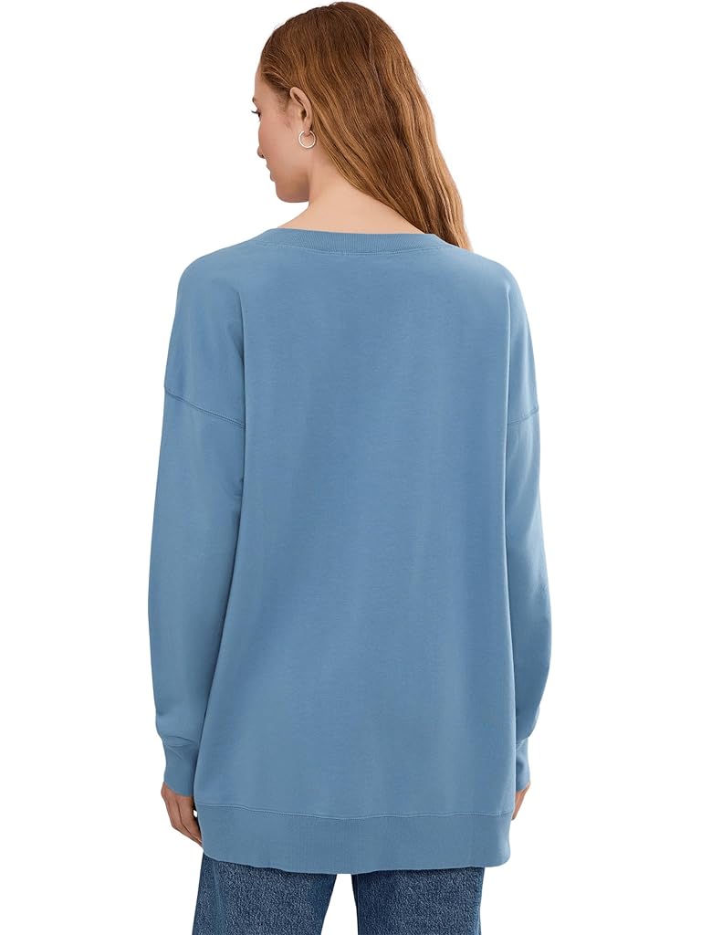 Blue Mod-o-doc Long Sleeve Open V-Neck Sweatshirt