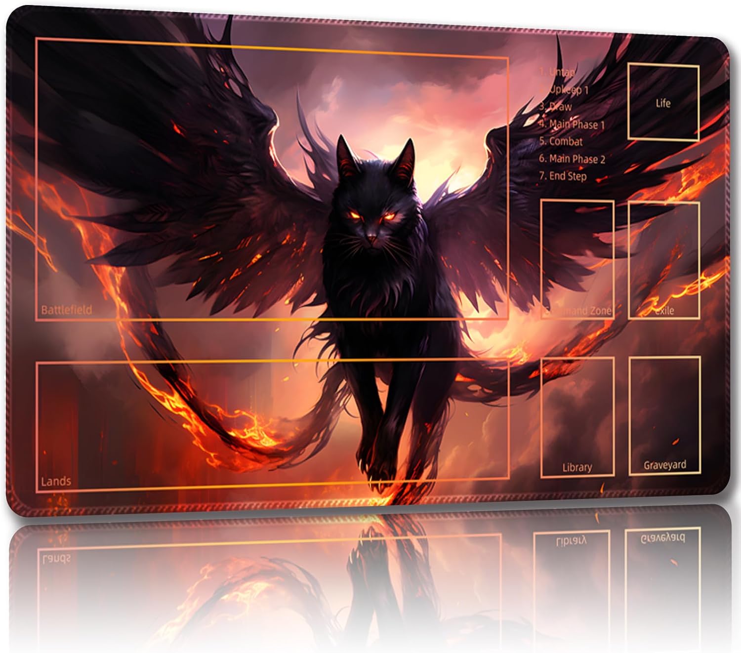 Playmat for MTG with Free Storage Bags - Game Mat 24 x 14 inches TCG and Board Game Mats for Cards (Cat 5-Auxiliary Combat)