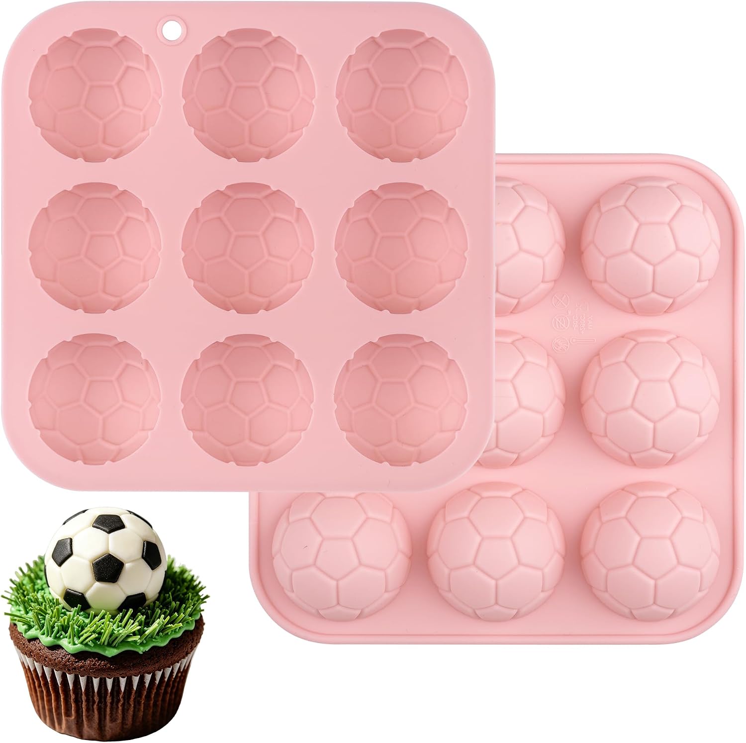 9-Cavity Silicone Football Chocolate Mold Set of 2 Chocolate Molds Baking Supplies for Cupcake Topper Decoration Chocolate Candy