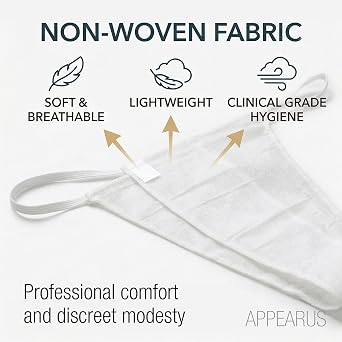 APPEARUS Disposable Spa Thongs with Adjustable Sliding Drawstring for Professional Tanning Waxing Massage 100 Count White Non-Woven Single Use Panties Bulk Pack