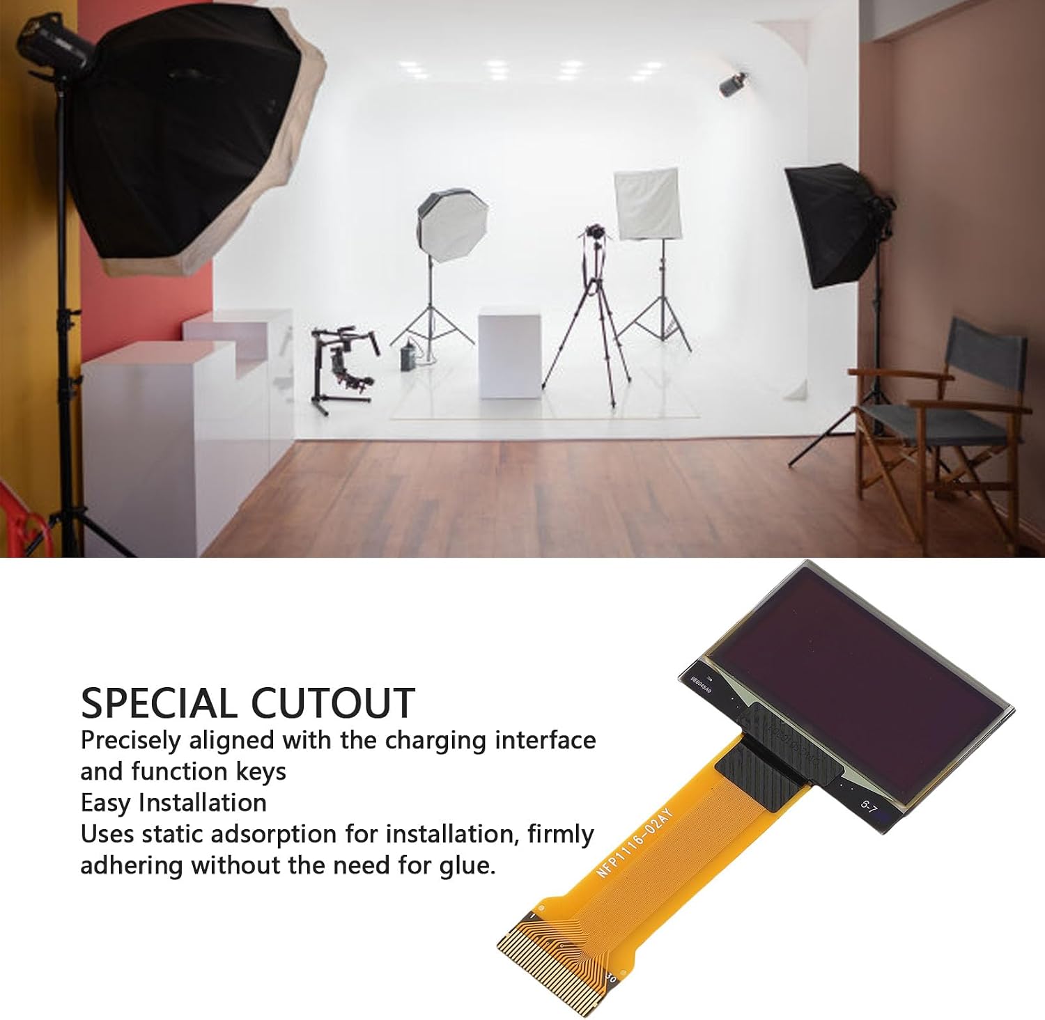 LCD Screen Replacement for Strobe Light, HD Tempered Glass Scratch Proof Cover, Easy Installation Repair Part for AD100 Pro Flash