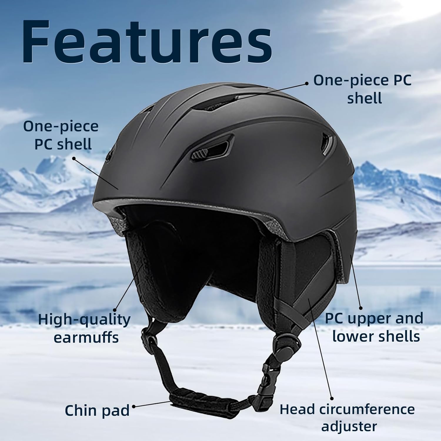 Ski Helmet, Winter Snowboard Helmet with Anti-Fog Visor & UV Protection, Adjustable Ventilation, Lightweight EPS/PC Shell Men&Women Freestyle Ski Helmet