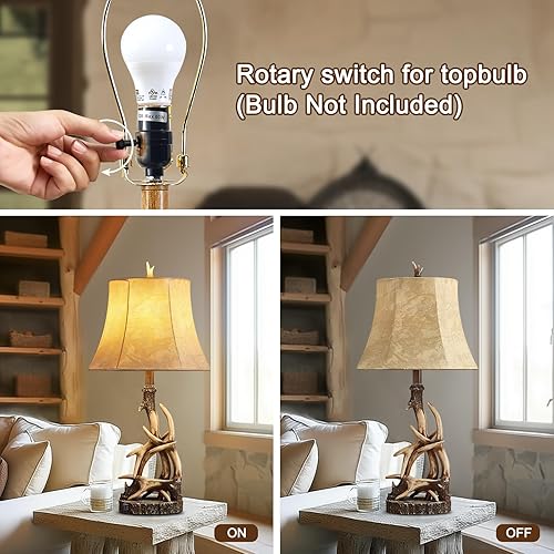 Miniatura 4 de Lámparas de mesa rústicas de 27.25 pulgadas para sala de estar con puertos de carga USB A + C, lámparas de cabecera de cabina occidental para