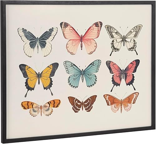 Kate and Laurel The Creative Bunch Studio - Arte de pared enmarcado estilo vintage con mariposas pastel apagadas II, 20 x 16 pulgadas, negro, suave