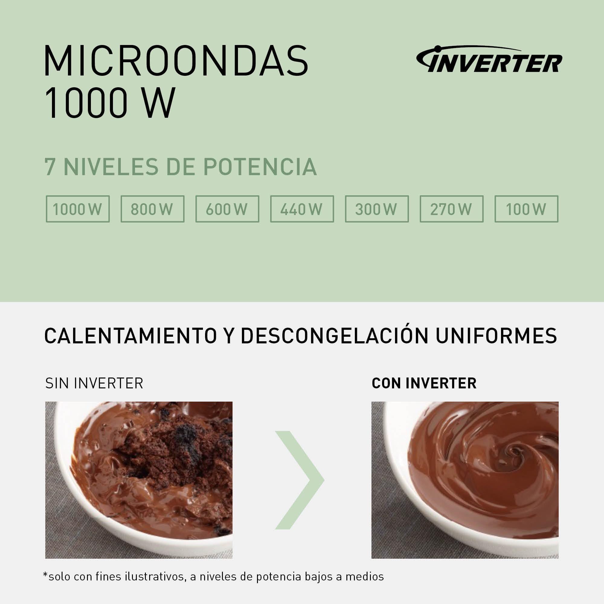 Panasonic NN-GT66QMEPG Horno Microondas Combinado de 31 L con Grill, 1000 W, Cocción Combinada, 7 Niveles de Potencia, Descongelación Turbo, LED, Plato Giratorio, Plateado