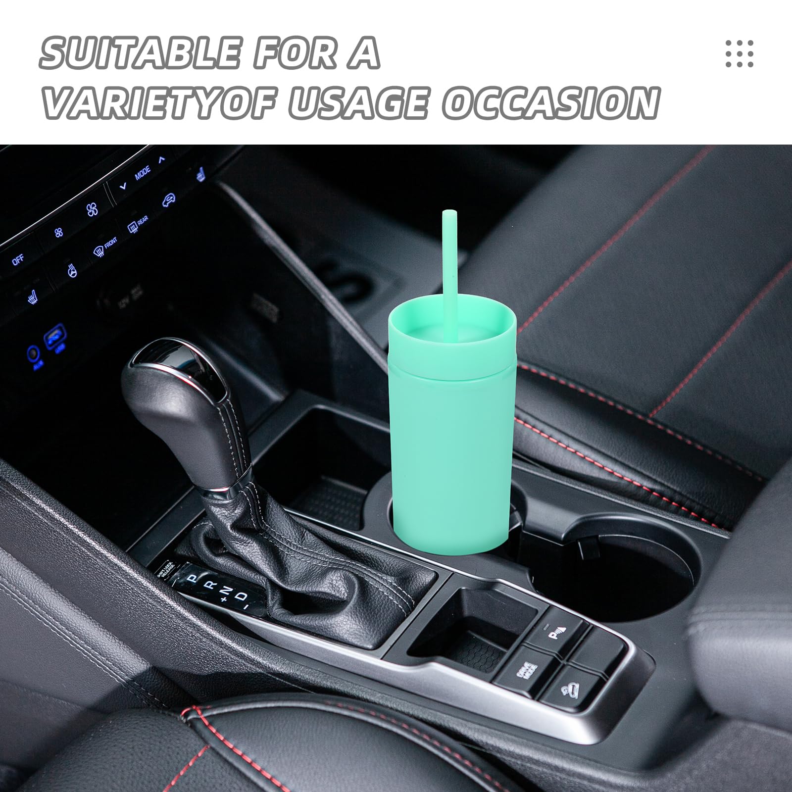 Volhoply Vaso delgado de plástico de 473 ml con tapa y popote, paquete de 10 unidades, vasos aislados de acrílico mate de doble pared sin BPA, taza reutilizable para café helado, regalos
