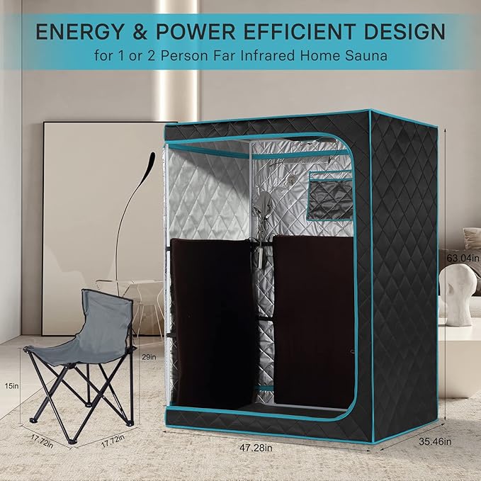 Sauna portátil infrarroja para 2 personas, 1600W, con control remoto miniatura 6