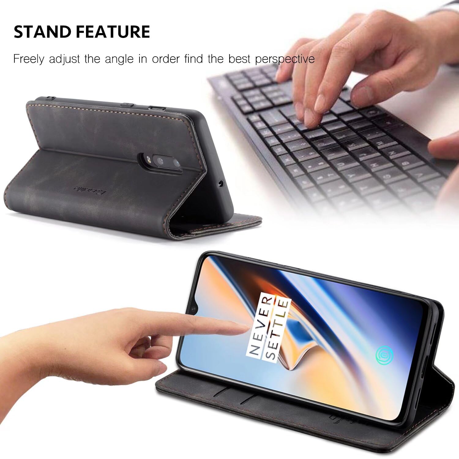 BaiFu Custodia per OnePlus 7 PRO, Supporto Stand per