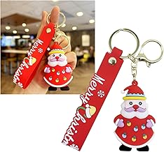 GKmow 1 PC Car Santa Claus Key Chain, 2.6" x 1.5" Christmas Theme Key Bag Party Favor, Universal Key Pendant Gift (Red)