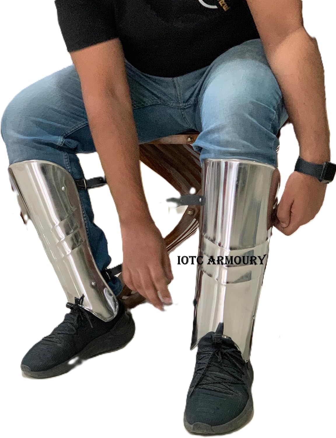 Medieval LARP Leg Armor Pair of Leg Guard Greaves Knight Armor Leg Protection Cosplay SCA Halloween Reanissance Armor Costume Silver