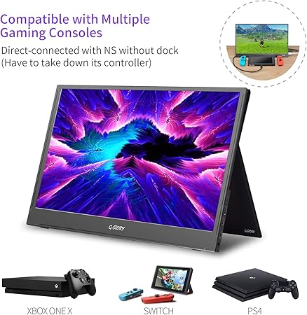 G Story 17 3 Inch Portable Monitor Upgraded 165hz 144hz 1080p Fhd Eye Care Hdr 1ms Ips Screen Usb C Gaming Monitor 99 Srgb Computer Display Hdmi For Laptop Pc Phone Ns Xbox Ps5 With Smart Cover Electronics Amazon Com