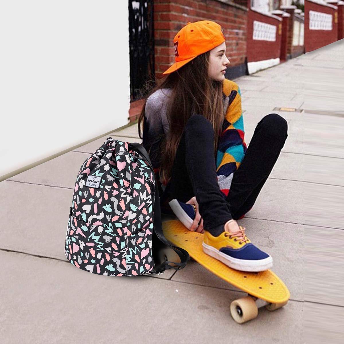 Impermeable Casual Mochila con Cordón Grande Deporte Bolso de Gimnasia Mochila de Cuerda Unisex para Mujer Hombre Vida Cotidiana Aire Libre Yoga Escuela Playa Nadar — view 6