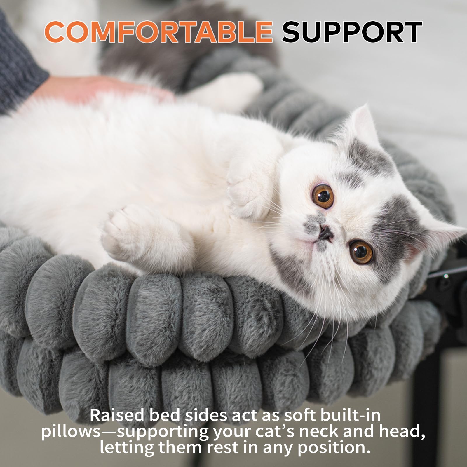 Cheerpals Katzenliege Schreibtisch & Tisch – Platzsparend Klappbar Katzenhängematte mit Metallgestell, 2-in-1 Winter & Sommer Wendedesign, Stabile Katzenbett Befestigung ohne Bohren, Große Liegefläche