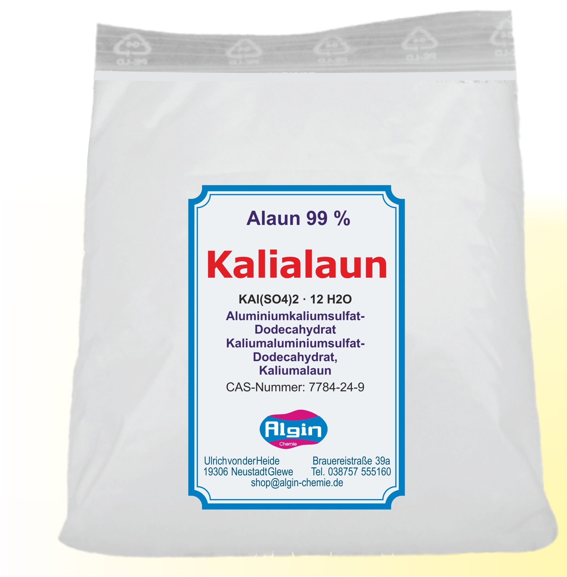 Fischbar alun de Potassium aluns 2,5 kg clipBeutel sulfate d'aluminium potassique dodécahydraté Naturel