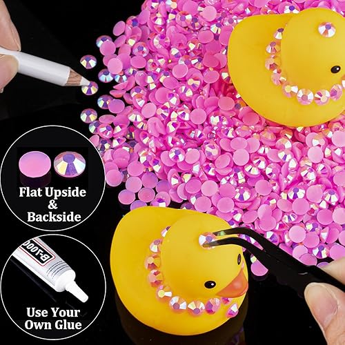 Miniatura 5 de 1500 diamantes de imitación de resina de 0.236 pulgadas a granel, color rosa AB con parte trasera plana, diamantes de imitación redondos de gelatina