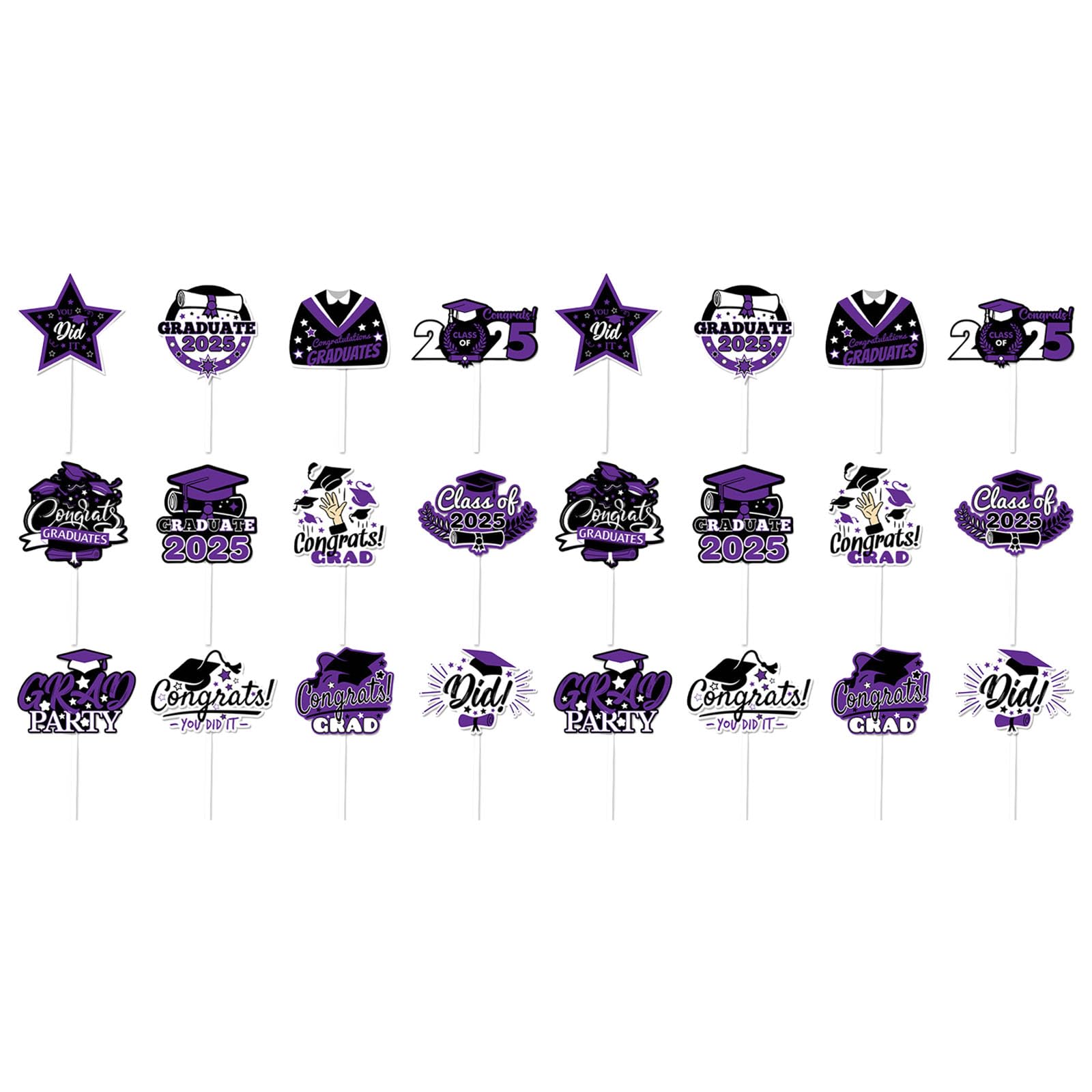 Xjdzineq 24Pieces Graduation Cake Decoration Toppers Decorative Appetizer Picks Decors Perfect for Festival Occasion Graduate Cupcake Decorations