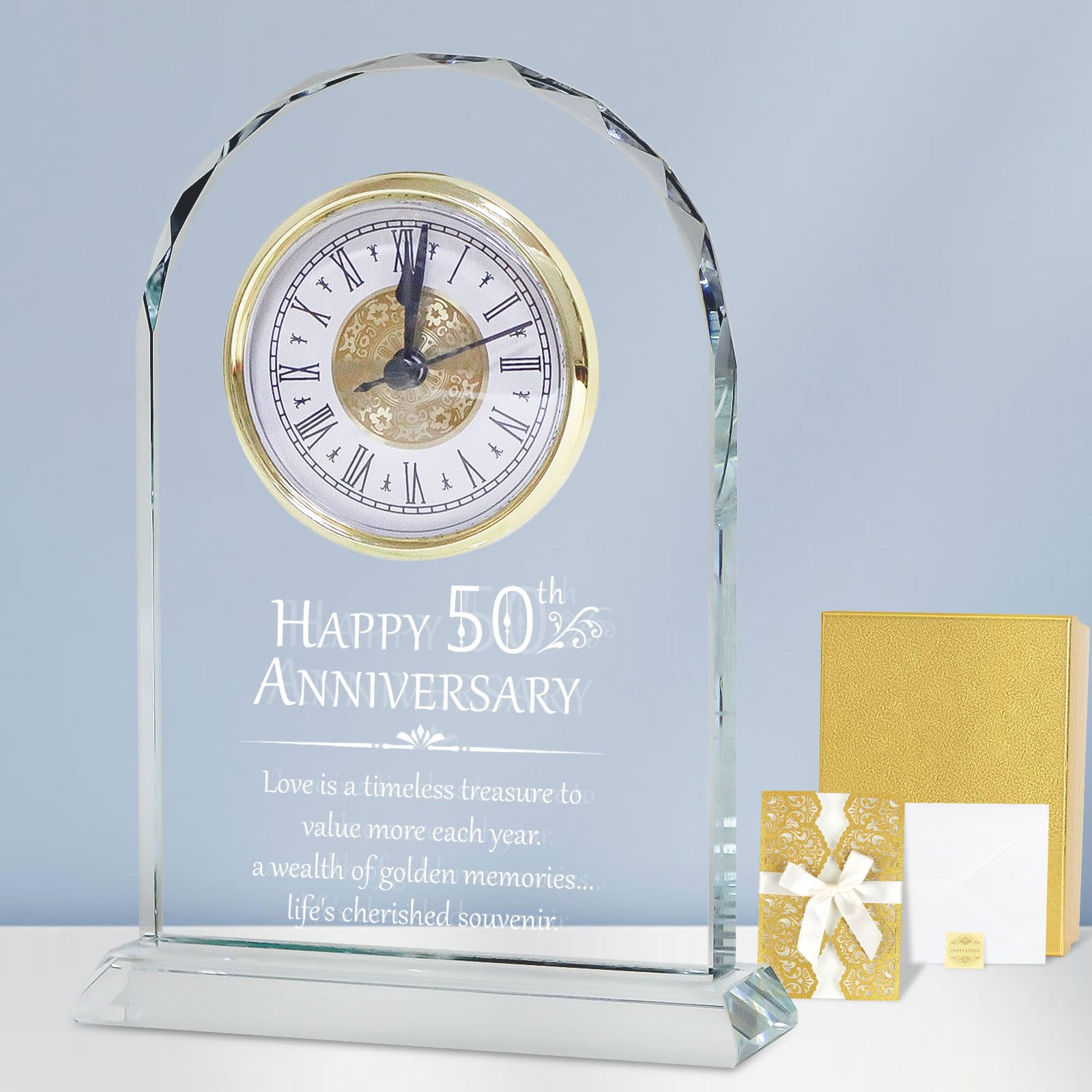 YCWF 50th Wedding Anniversary Quartz Clock,50th Anniversary Wedding Gift for Parents,50th Anniversary Decoration Gift for Parents Husband Wife Grandparents