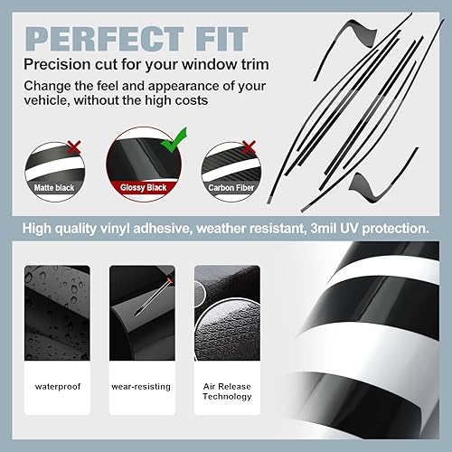 Miniatura 4 de Xotic Tech - Juego de calcomanías de vinilo precortadas para ventana de Infiniti Q50 2016-2020