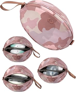 Wearable Breast Pump Bag - Fits Elvie, Willow, Momcozy and All Others - Beige Small Pump Bag with Wrist Strap Hands-Free Pump Carrying Case and Storage for Travel