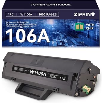 ZIPRINT 106a W1106a Toner Compatible with HP 106A for HP Laser 107w Toner for HP Laser MFP 135wg Toner 135a MFP 137fnw 137fwg 135w 107a 107r 135r Black-1P