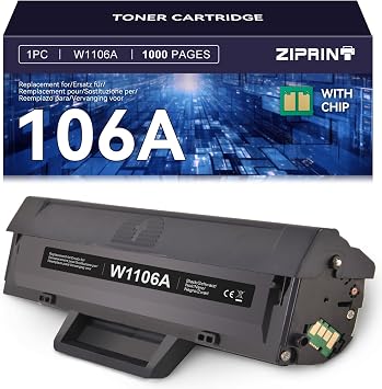 ZIPRINT With Chip Compatible with HP 106A W1106A Toner for HP Laser MFP 135wg MFP 135w MFP 135a 135r MFP 137fnw 137fwg HP Laser MFP 107a 107w 107r Toner 1 Black